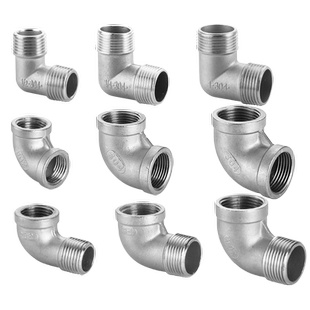 304不锈钢丝口弯头不锈钢90度双内外丝弯头4分6分1寸水暖接头配件