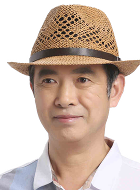 草帽男士夏季中年爸爸手工编织