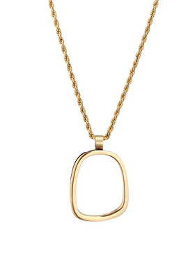 欧风方形几何镂空项链18k简原