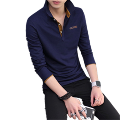 男士翻领t恤长袖春秋装大码