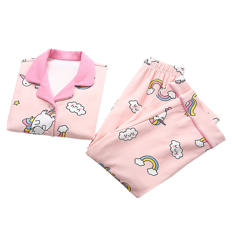 春秋纯棉女童家居服两件套印花