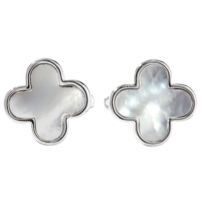 贝壳四叶草耳钉女耳扣小巧耳饰品