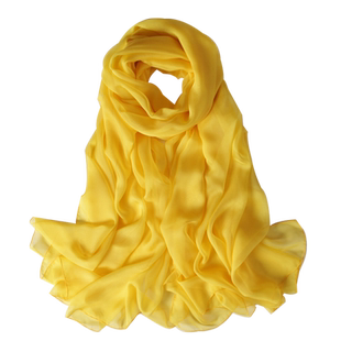 高档真丝围巾女款遮阳防晒丝巾2025秋冬季保暖披肩鹅黄色长款纱巾