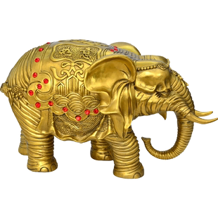 黄铜大象摆件一对招客厅吸水象财铜象镇办公室公司门口宅装饰大号