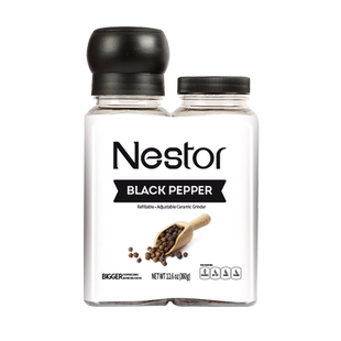 【临期】Nestor进口黑胡椒粒研磨瓶360g家用牛排西餐专用带研磨器