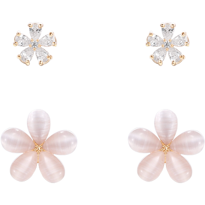 猫眼石新款潮高级感简约花朵耳环