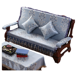 新中式红实木沙发坐垫带靠背连一体三人四季通用加厚海绵组合套装