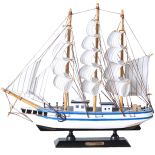 帆船模型摆件一帆风顺船模客厅小木船玄关酒柜电视柜书柜摆设礼物