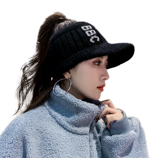 帽子女韩版潮秋冬时尚百搭女士空顶毛线帽春天针织保暖冬季鸭舌帽