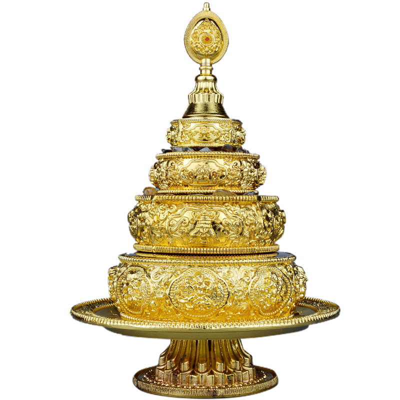 鎏金雕花八吉祥曼扎盘摆件