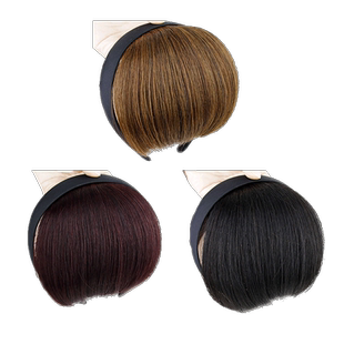 加厚刘海假发片女真发全真人发遮白发齐刘海遮白发卡发箍式刘海片