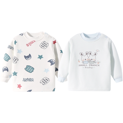 加绒纯棉保暖婴儿秋衣男童打底衫