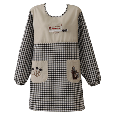 时尚透气布料厨房做饭长袖围裙防油防污男女工作服罩衣大人定制