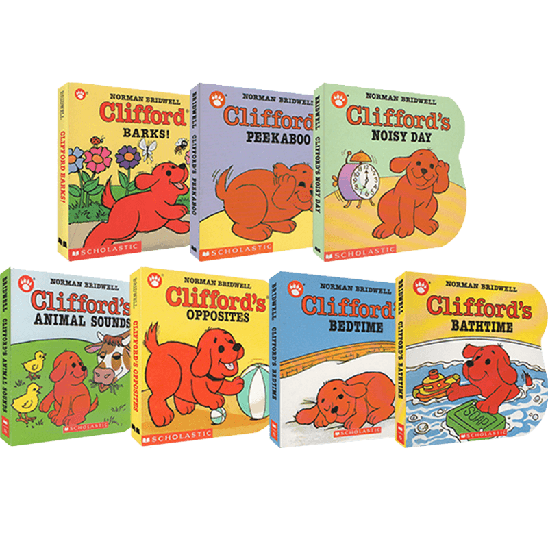 现货 大红狗克利弗德 Clifford's系列 纸板书 7册 英文原版绘本 儿童英语启蒙认知纸板书 亲子互动读物
