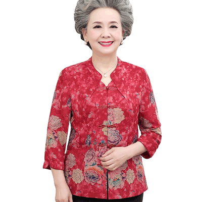 夏装衬衫薄衬衣婆婆奶奶夏装
