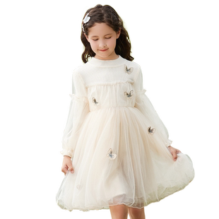 女童毛衣裙子春秋2025冬装新款针织连衣裙儿童公主裙洋气童装秋冬