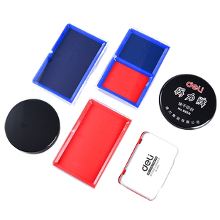 得力印泥印台红色大号圆形蓝色油性速干印尼印章泥盖章财务按手红印泥指纹办公用品小号便携快干印油盒黑色