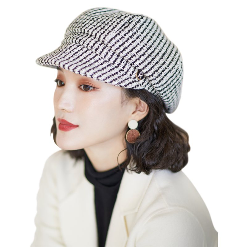 帽子女时尚韩版秋冬百搭八角帽贝雷帽英伦中年报童帽冬季