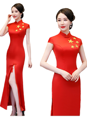 大合唱红色旗袍2026年轻款中国红