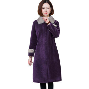 羊剪绒大衣女新款2025冬装水貂毛领大码中长款颗粒羊羔毛皮草外套