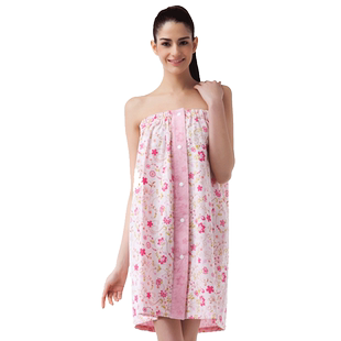 棉田吸水浴袍女纯棉抹胸亲肤浴裙洗澡游泳柔软浴衣全棉毛巾料长款