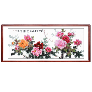 翰澎国画牡丹画花纯手绘真迹牡丹挂画花开富贵客厅装饰画中堂字画