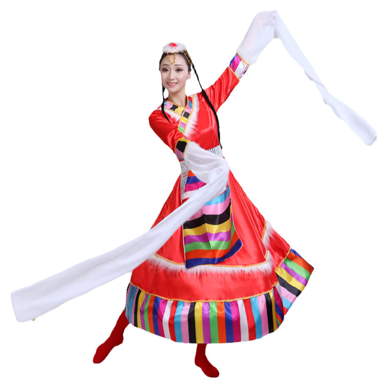 藏族可拆水袖舞蹈演出服装女新款衣服少数民族服饰广场舞套装成人