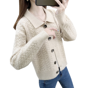 春秋针织开衫小个子2024新款休闲外套女短款宽松二八月女士短外套