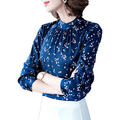 重磅真丝简约长袖印花桑蚕丝长袖