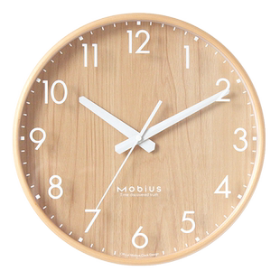 莫比乌斯北欧静音实木挂钟客厅家用时钟简约钟表创意挂表卧室墙钟