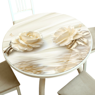 大小圆桌布防水防油免洗pvc隔热餐桌垫厚圆形3d立体家用圆桌餐布