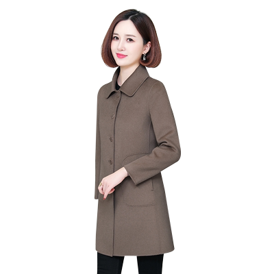 秋冬新款中年羊毛双面女呢子大衣
