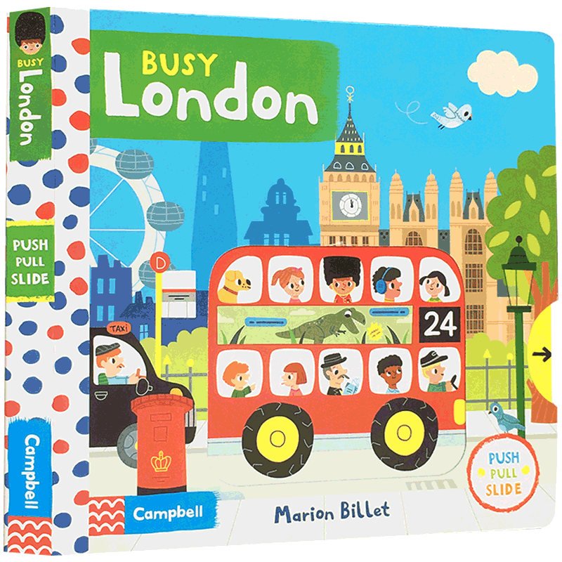 英文原版绘本Busy London繁忙的伦敦启蒙0-3岁儿童纸板机关操作活动书有趣的Busy系列游戏书经典故事童书家长引导互动句子押韵