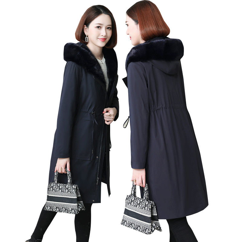 女冬2020新款宽松外套皮草派克服