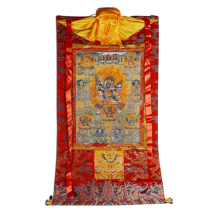 欧斯特 文武百尊矿物唐卡 玄关手工装裱出吾文武百尊 愤怒尊挂画