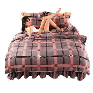 法莱绒冬季床裙款四件套