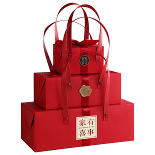 结订婚伴手礼喜糖空盒子大号高级感满月宝宝宴包装手提袋2026新款