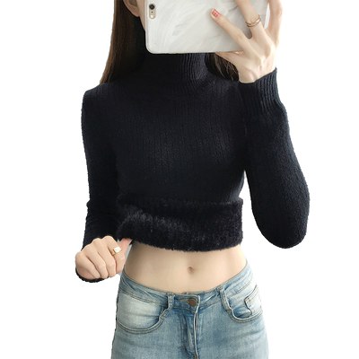 高领一体绒2024新款毛衣女款加绒