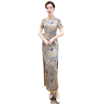 改良版少女新长款包臀优雅旗袍