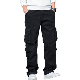 春秋工装裤男厚款男裤休闲裤宽松直筒长裤子中老年男士纯棉裤子男