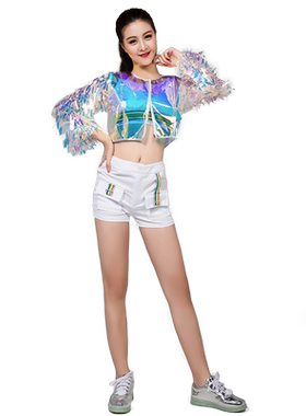 新韩国女团镭射幻彩爵士舞演出服