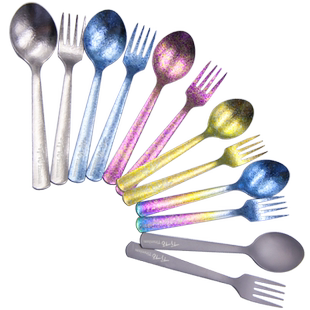 钛途TiTo纯钛勺子叉子家用户外钛合金非不锈钢饭勺汤匙中西餐餐具