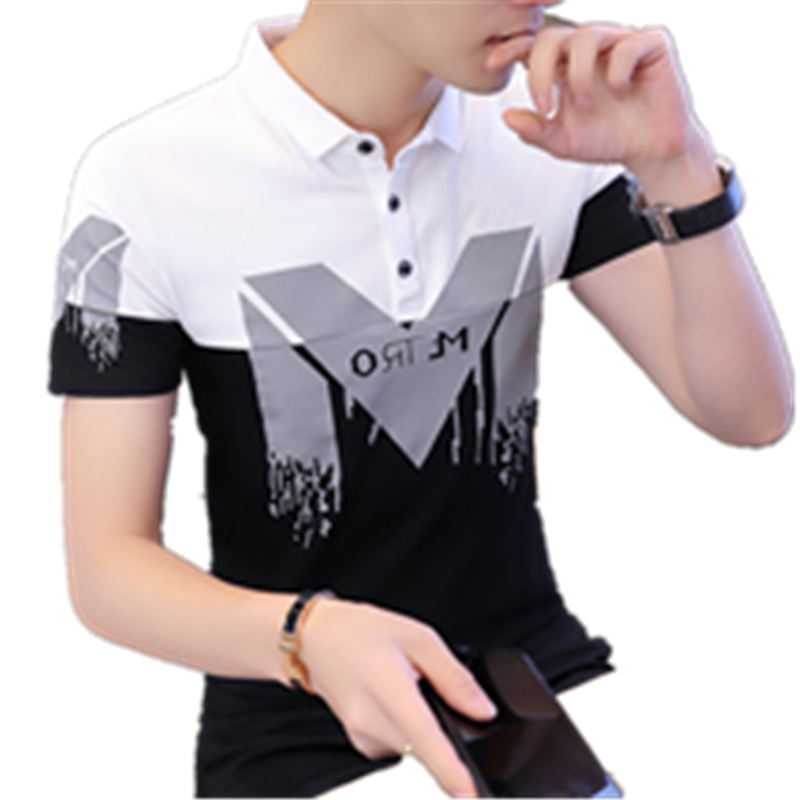 男士短袖T恤青年夏季撞色上衣服韩版衬衫领体桖男装翻领POLO衫潮