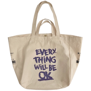 chic韩系慵懒风百搭单肩帆布袋手提大容量女学生书包购物袋托特包