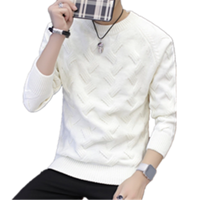 毛衣男白色针织衫套头