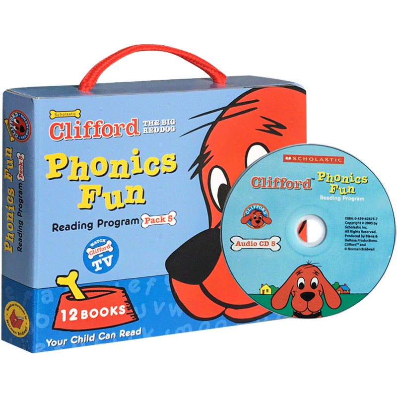 英文原版绘本Clifford Phonics Fun 12册书 Pack 5 大红狗 趣味自然拼读套装系列启蒙童书3-8岁睡前故事附CD