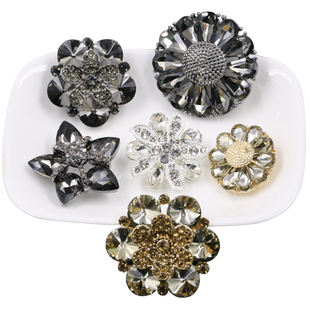 女士皮草貂皮花瓣大纽扣羊绒大衣扣裘皮水晶水貂装饰扣子水钻钻扣