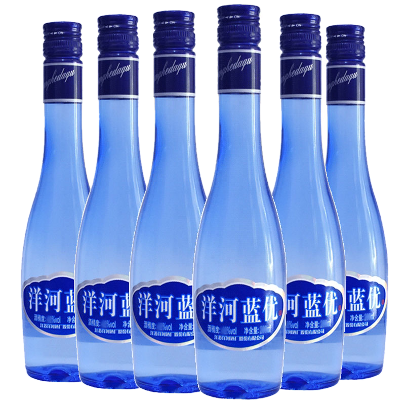 洋河蓝优42度480ml*6/12瓶装整箱浓香型粮食白酒自饮光瓶酒宴请