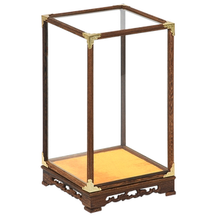 实木摆件观音佛像玻璃罩子红木雕刻工艺品花瓶底座防尘透明展示盒