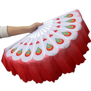 扇子舞蹈扇扭秧歌广场舞跳舞扇胶州双面加长真丝左右手儿童一对大